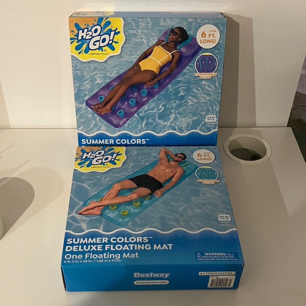 Bestway Summer Colors Deluxe Floating Mat - Purple & blue (2 pack)